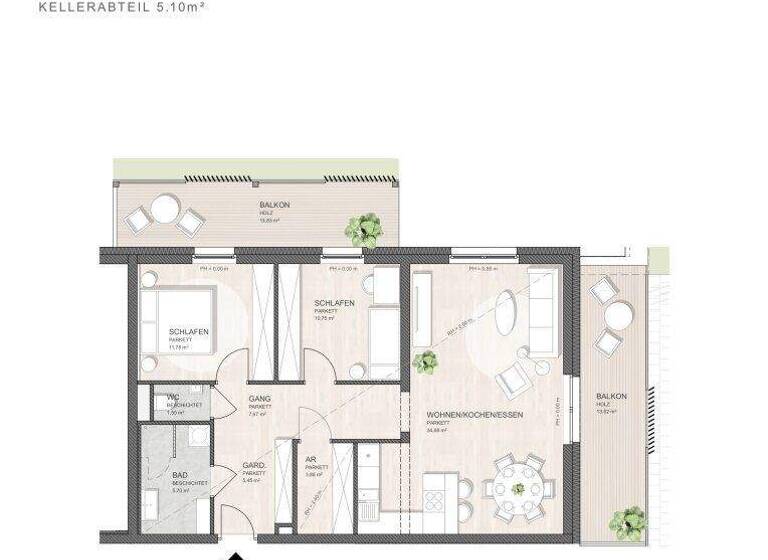 Wohnung zum Kauf - Erstbezug 510.000 € 3 Zimmer 81,5 m² 1. Geschoss Franz-Liszt-Gasse Neusiedl am See 7100