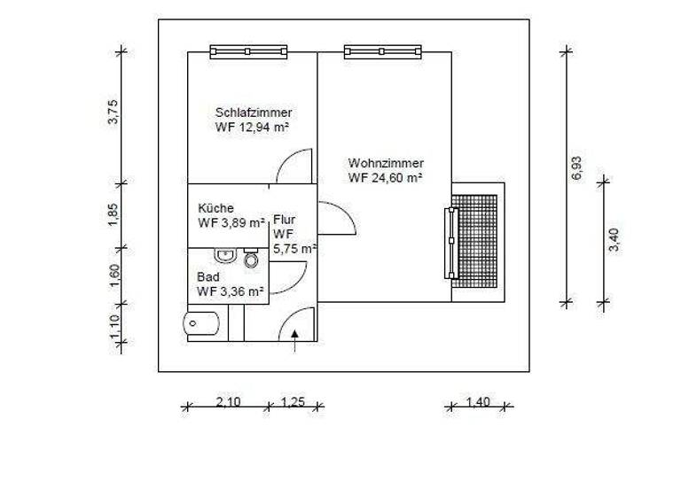 Wohnung zur Miete 415 € 2 Zimmer 55 m² 8. Geschoss Stecknadelallee 13 Grimma 04668