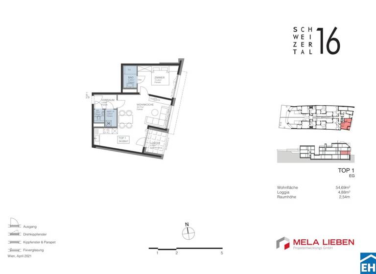 Wohnung zum Kauf provisionsfrei 389.815 € 2 Zimmer 54,7 m² EG Schweizertalstraße Wien 1130