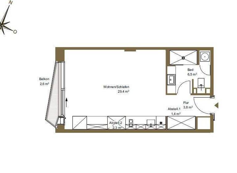 Studio zur Miete 1.300 € 1 Zimmer 44,7 m² 3. Geschoss frei ab sofort Am Sandtorpark 1 HafenCity Hamburg 20457