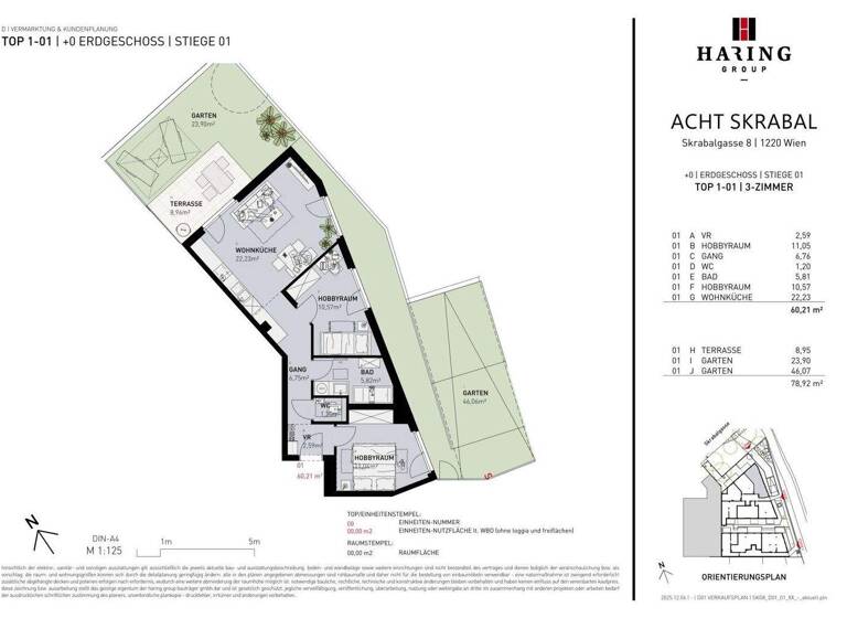 Wohnung zum Kauf - Erstbezug 401.500 € 3 Zimmer 60,2 m² EG Skrabalgasse 8 Wien 1220
