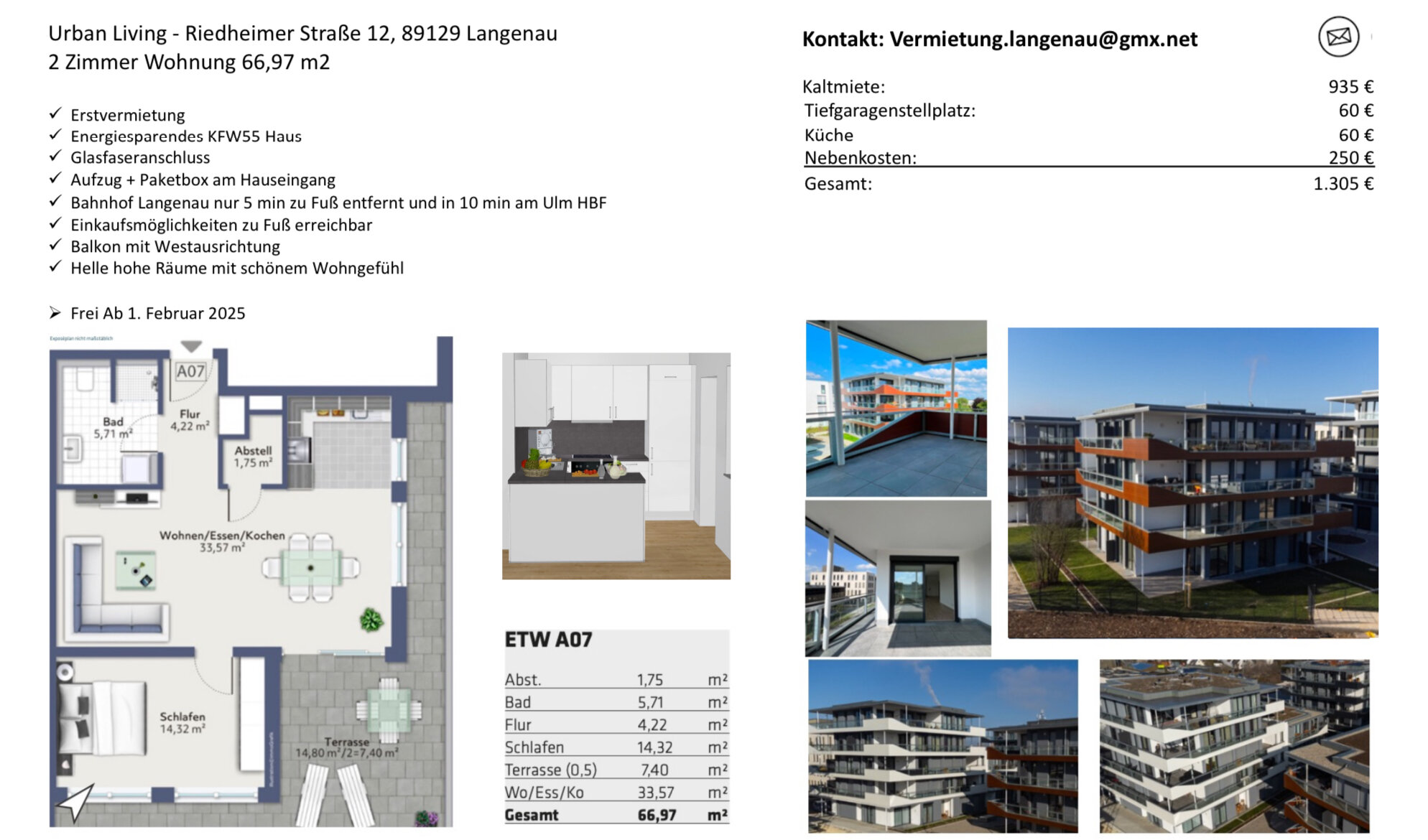 Wohnung zur Miete 935 € 2 Zimmer 67 m²<br/>Wohnfläche 1.<br/>Geschoss 01.02.2025<br/>Verfügbarkeit Riedheimer Straße 12 Langenau Langenau 89129