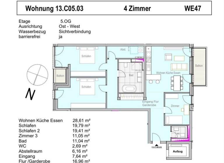 Wohnung zum Kauf - Erstbezug provisionsfrei 565.000 € 4 Zimmer 127,7 m² 5. Geschoss Gaarden-Ost Kiel 24143