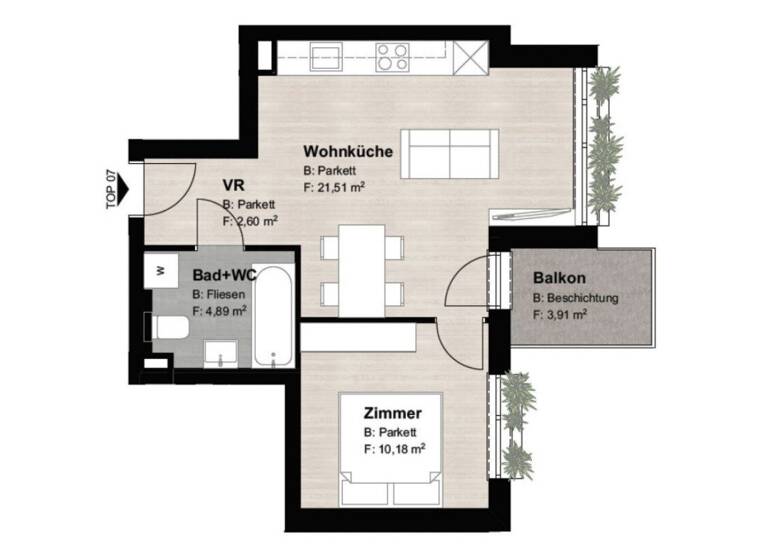 Wohnung zum Kauf 299.000 € 2 Zimmer 39,2 m² 2. Geschoss Wien 1170