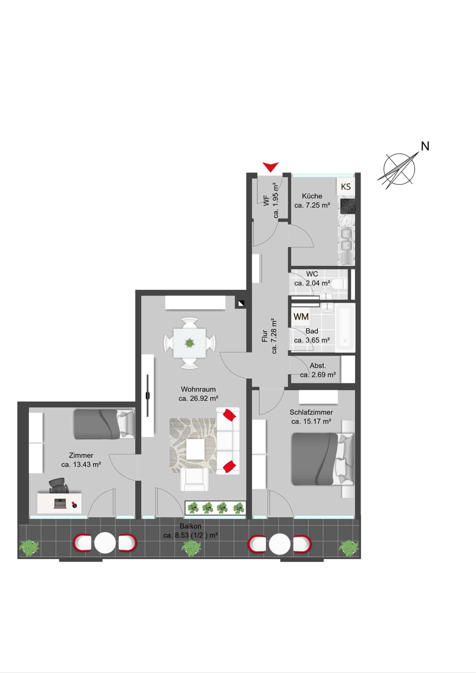 Wohnung zum Kauf 530.000 € 3 Zimmer 88,8 m²<br/>Wohnfläche 1.<br/>Geschoss Balanstraße-West München 81549