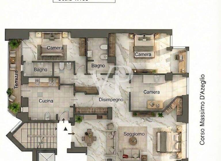 Wohnung zum Kauf 695.000 € 5 Zimmer 190 m² 9. Geschoss frei ab sofort Corso Massimo D'Azeglio 118 Torino 10125