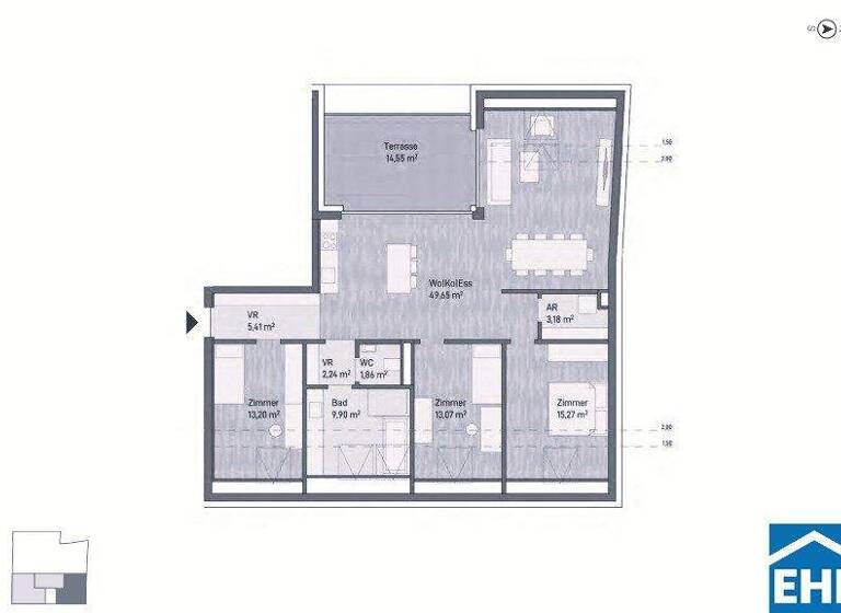 Wohnung zum Kauf - Erstbezug 773.387 € 4 Zimmer 113,8 m² 5. Geschoss Eggenberg Graz 8020