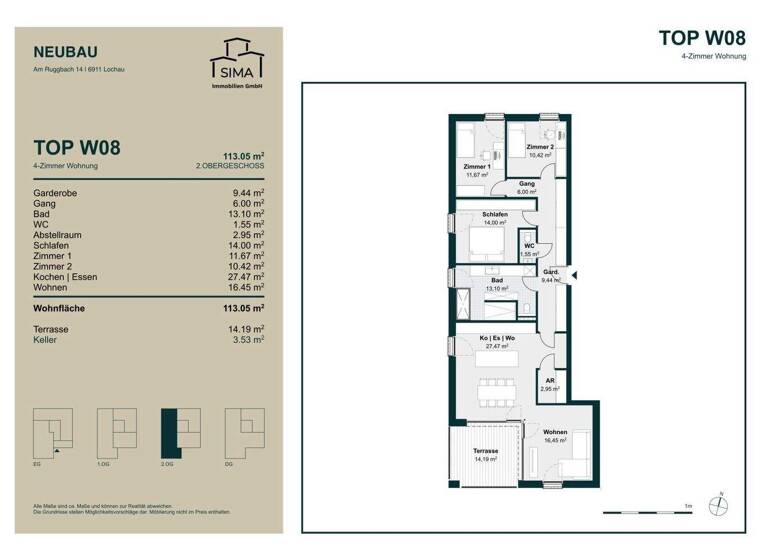 Wohnung zum Kauf - Erstbezug 847.875 € 4 Zimmer 113,1 m² 2. Geschoss Am Ruggbach Lochau 6911