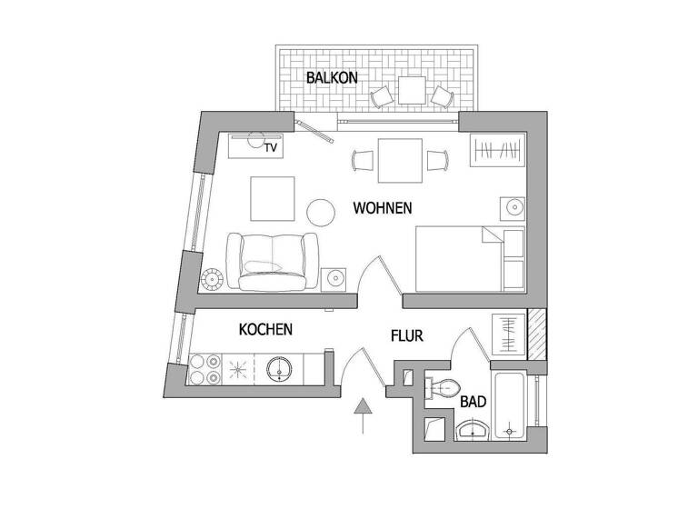 Wohnung zur Miete 1.290 € 1 Zimmer 30 m² 1. Geschoss frei ab 01.01.2026 Nordend-West Frankfurt am Main 60318