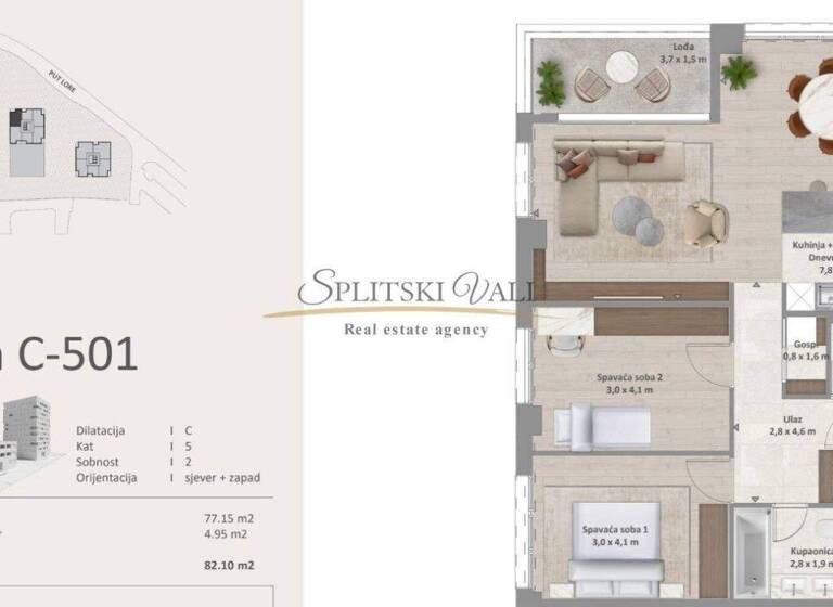 Wohnung zum Kauf 8.030 € 2 Zimmer 83 m² 5. Geschoss Split