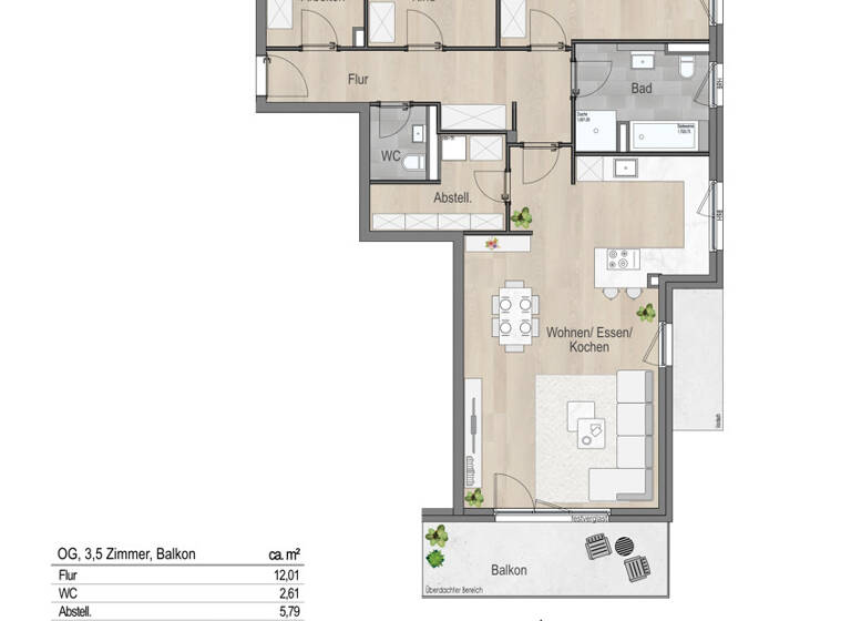 Wohnung zum Kauf 769.900 € 3,5 Zimmer 112,3 m²<br/>Wohnfläche 1.<br/>Geschoss Leitershofen Stadtbergen / Leitershofen 86391