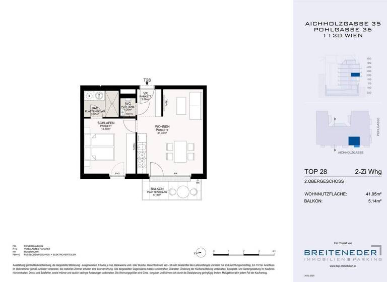 Wohnung zum Kauf - Erstbezug 319.000 € 2 Zimmer 42 m² 2. Geschoss Wien 1120