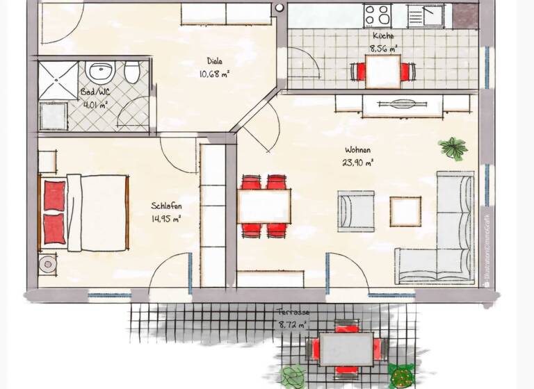 Terrassenwohnung zur Miete 490 € 2 Zimmer 64 m² frei ab 01.06.2026 Zwiesel 94227