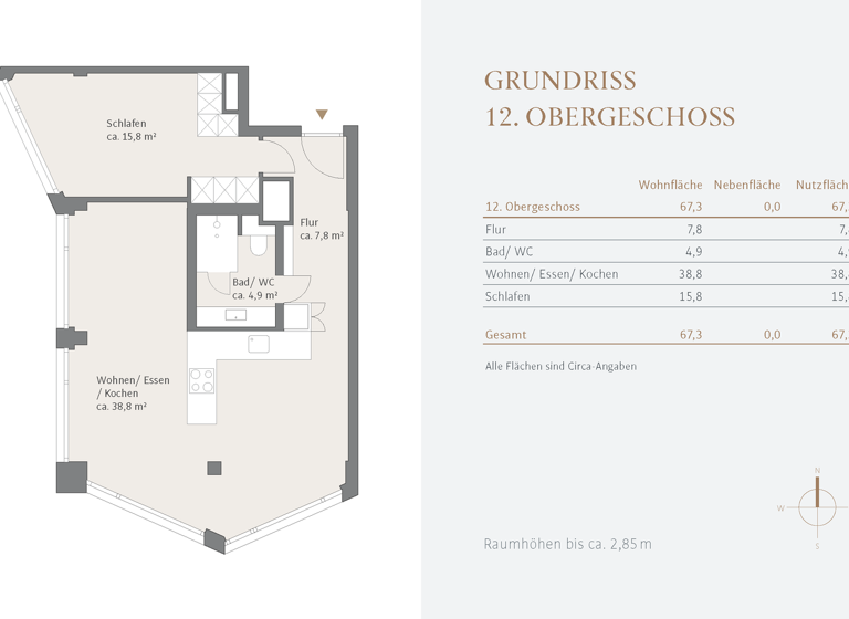 Wohnung zum Kauf 930.000 € 2 Zimmer 67 m² 12. Geschoss Neuhausen-Nymphenburg München 80639