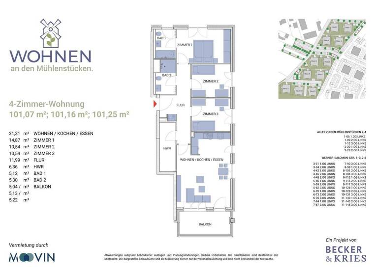 Studio zur Miete 1.270 € 4 Zimmer 101,6 m² 2. Geschoss frei ab sofort Werner-Salomon-Straße 6 Nauen 14641