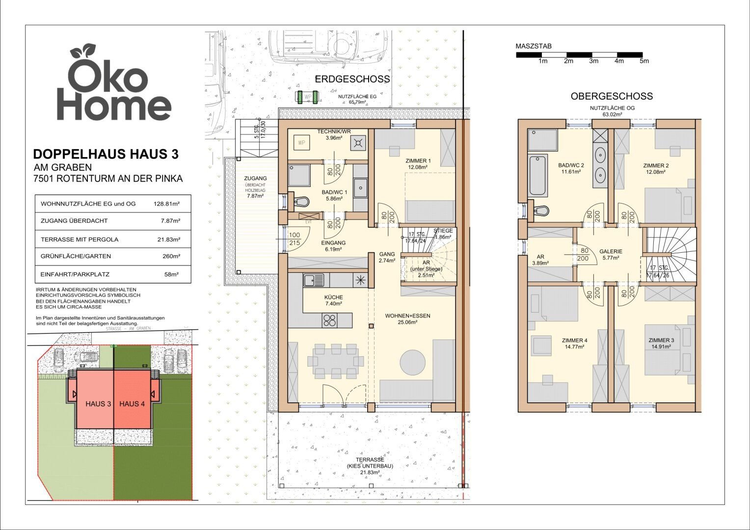 Doppelhaushälfte zum Kauf 388.000 € 5 Zimmer 128,8 m²<br/>Wohnfläche Rotenturm an der Pinka 7501