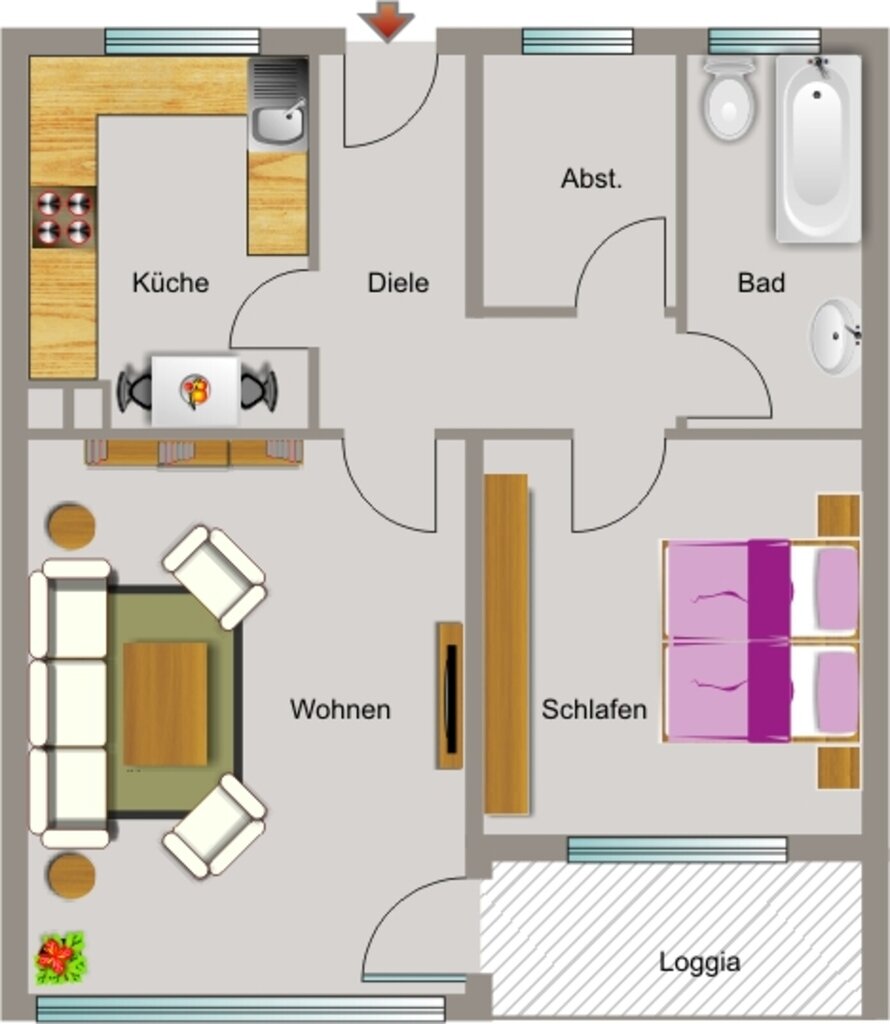 Wohnung zur Miete 482 € 2,5 Zimmer 61 m²<br/>Wohnfläche 3.<br/>Geschoss Theodor-Heuss-Straße 8 Rheinkamp - Mitte Moers 47445