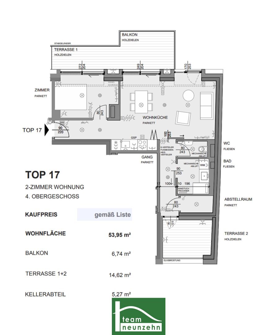 Wohnung zum Kauf 475.000 € 2 Zimmer 53,2 m²<br/>Wohnfläche 4.<br/>Geschoss Sandleitengasse 64 Wien 1170