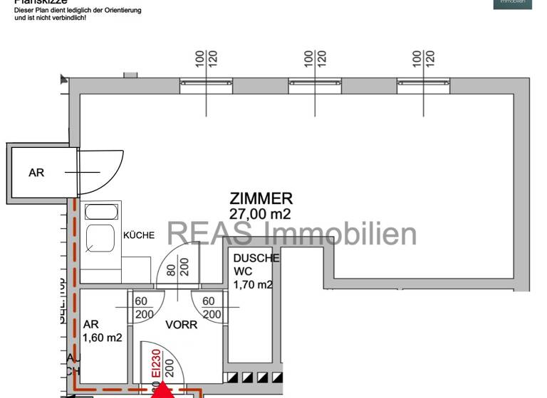 Büro zur Miete 14 € 1 Zimmer 36,1 m² Bürofläche Wien 1100