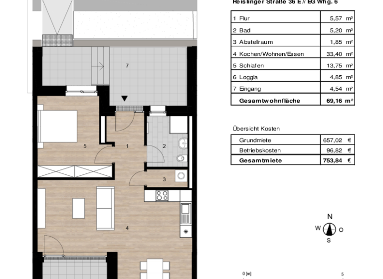 Wohnung zur Miete 796 € 2 Zimmer 69,2 m² EG frei ab 16.04.2026 Reislinger Str. 36 E Hellwinkel Wolfsburg 38446