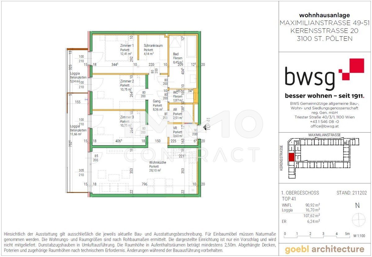 Wohnung zum Kauf 359.375 € 4 Zimmer 90,9 m²<br/>Wohnfläche 1.<br/>Geschoss St. Pölten St.Pölten 3100