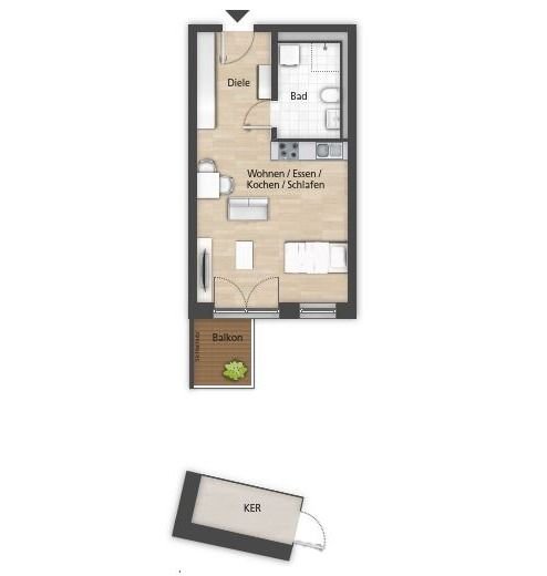 Wohnung zur Miete 690 € 1 Zimmer 41 m²<br/>Wohnfläche 1.<br/>Geschoss ab sofort<br/>Verfügbarkeit Lorenz-Krapp-Straße 2 Domberg Bamberg 96052