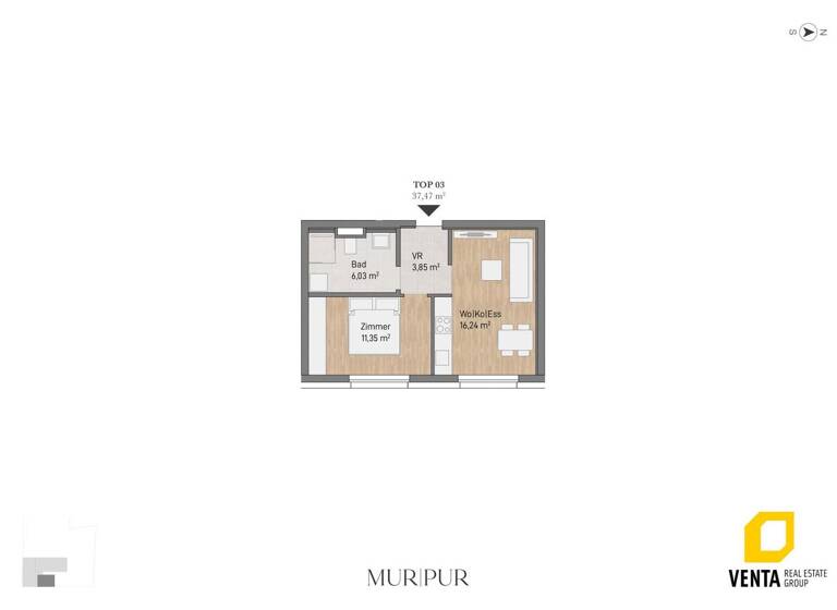 Wohnung zum Kauf 182.254 € 2 Zimmer 37,5 m² EG Lagergasse Gries Graz 8020