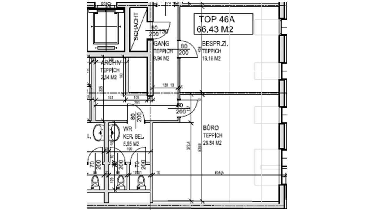 Bürofläche zur Miete 16,50 € 66,4 m²<br/>Bürofläche Wien 1060