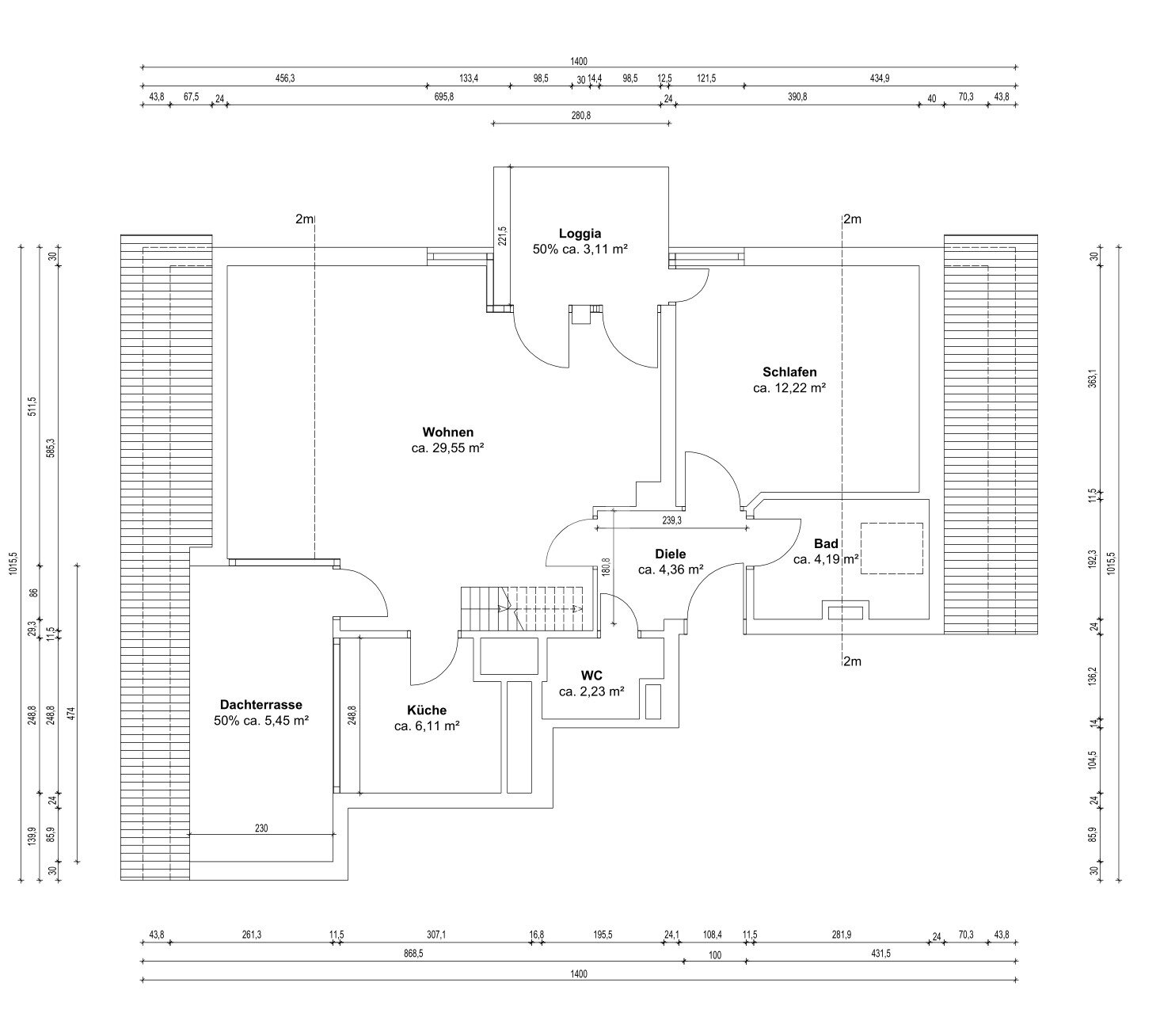 Wohnung zum Kauf 656.000 € 2 Zimmer 78,4 m²<br/>Wohnfläche 2.<br/>Geschoss Fürstenried-West München 81475