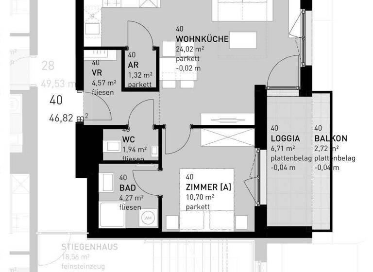 Wohnung zum Kauf - Erstbezug 315.500 € 2 Zimmer 46,8 m² 1. Geschoss frei ab 30.03.2026 Wien 1220