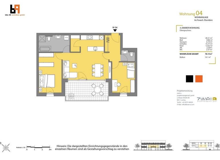 Wohnung zum Kauf - Erstbezug 3 Zimmer 76,1 m² Im Forach 10 Dornbirn 6850