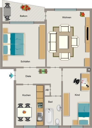 Wohnung zur Miete 520 € 3,5 Zimmer 63,3 m²<br/>Wohnfläche EG<br/>Geschoss Stellenbachstraße 14 Brambauer Lünen 44536