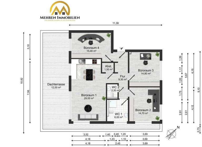 Büro zur Miete - Erstbezug 1.658 € 4 Zimmer 103,6 m² Bürofläche Hochheim Hochheim am Main 65239