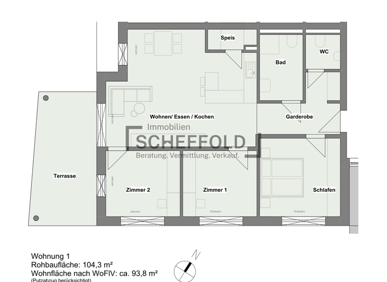 Wohnung zum Kauf - Erstbezug provisionsfrei 424.900 € 4,5 Zimmer 93,8 m² EG Mietingen 88487
