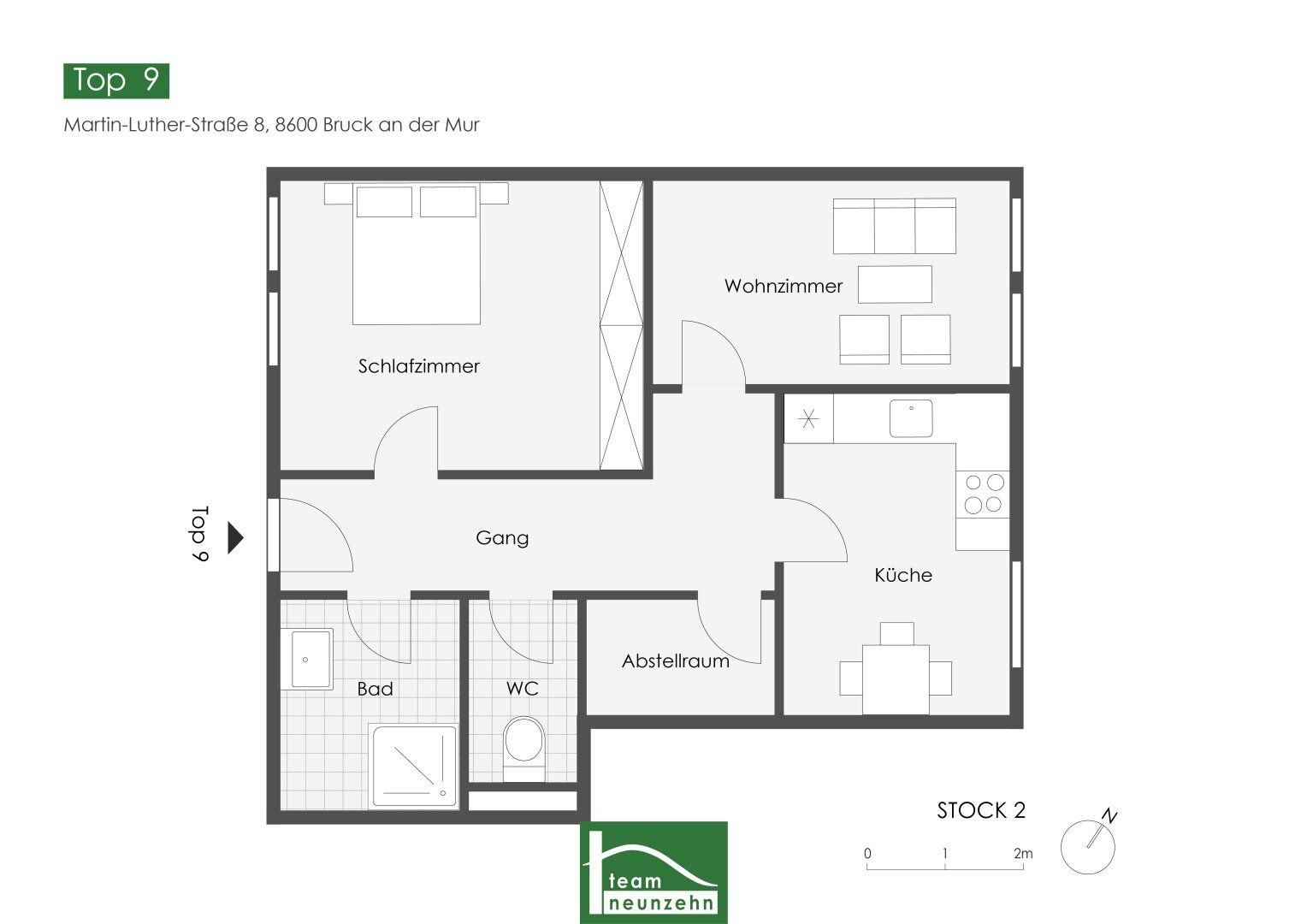 Wohnung zur Miete 503 € 2 Zimmer 62,6 m²<br/>Wohnfläche 2.<br/>Geschoss Martin-Luther-Straße 8 Bruck an der Mur 8600