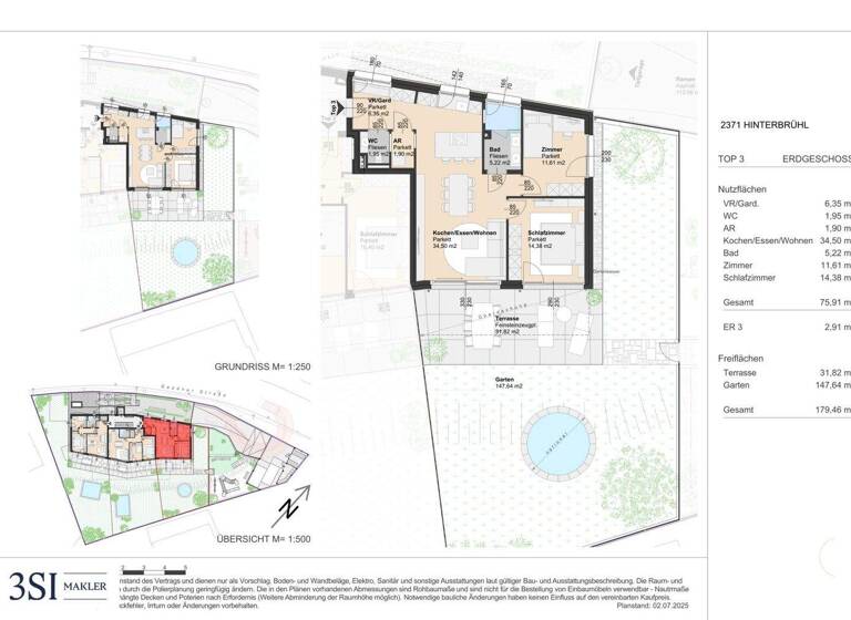 Wohnung zum Kauf - Erstbezug 691.625 € 3 Zimmer 75,9 m² EG Hinterbrühl 2371
