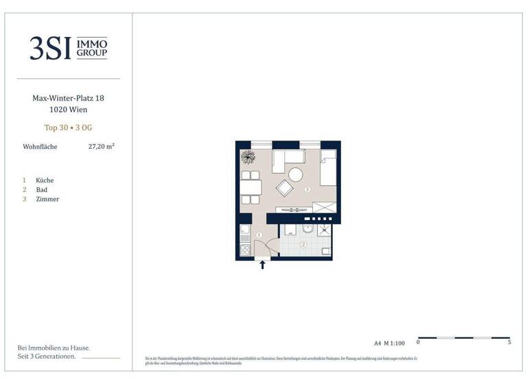 Studio zum Kauf - Erstbezug 239.000 € 1 Zimmer 27,2 m² 3. Geschoss Wien 1020