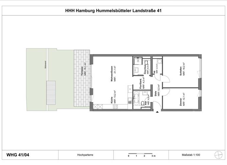 Terrassenwohnung zum Kauf - Neubau provisionsfrei 668.000 € 3 Zimmer 93,4 m² EG Fuhlsbüttel Hamburg 22335