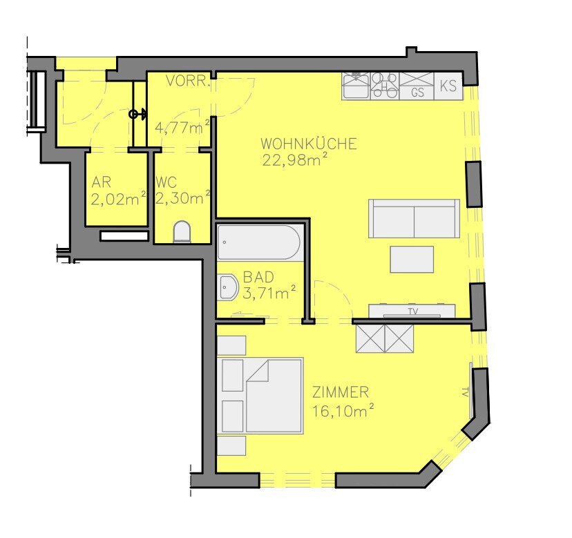 Wohnung zum Kauf 299.000 € 2 Zimmer 51,9 m²<br/>Wohnfläche EG<br/>Geschoss Wien 1180