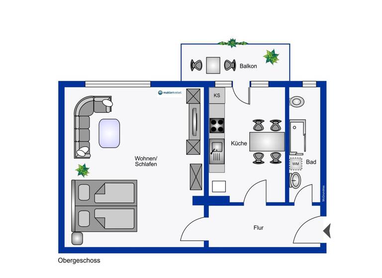 Wohnung zum Kauf provisionsfrei 55.000 € 2 Zimmer 42 m² Bant Wilhelmshaven 26382