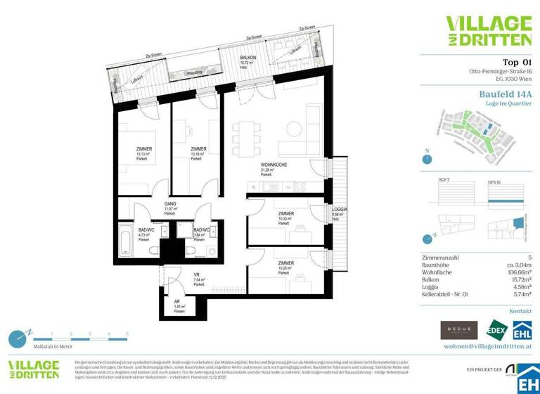 Wohnung zum Kauf - Erstbezug 779.000 € 5 Zimmer 106,7 m² EG Wien 1030