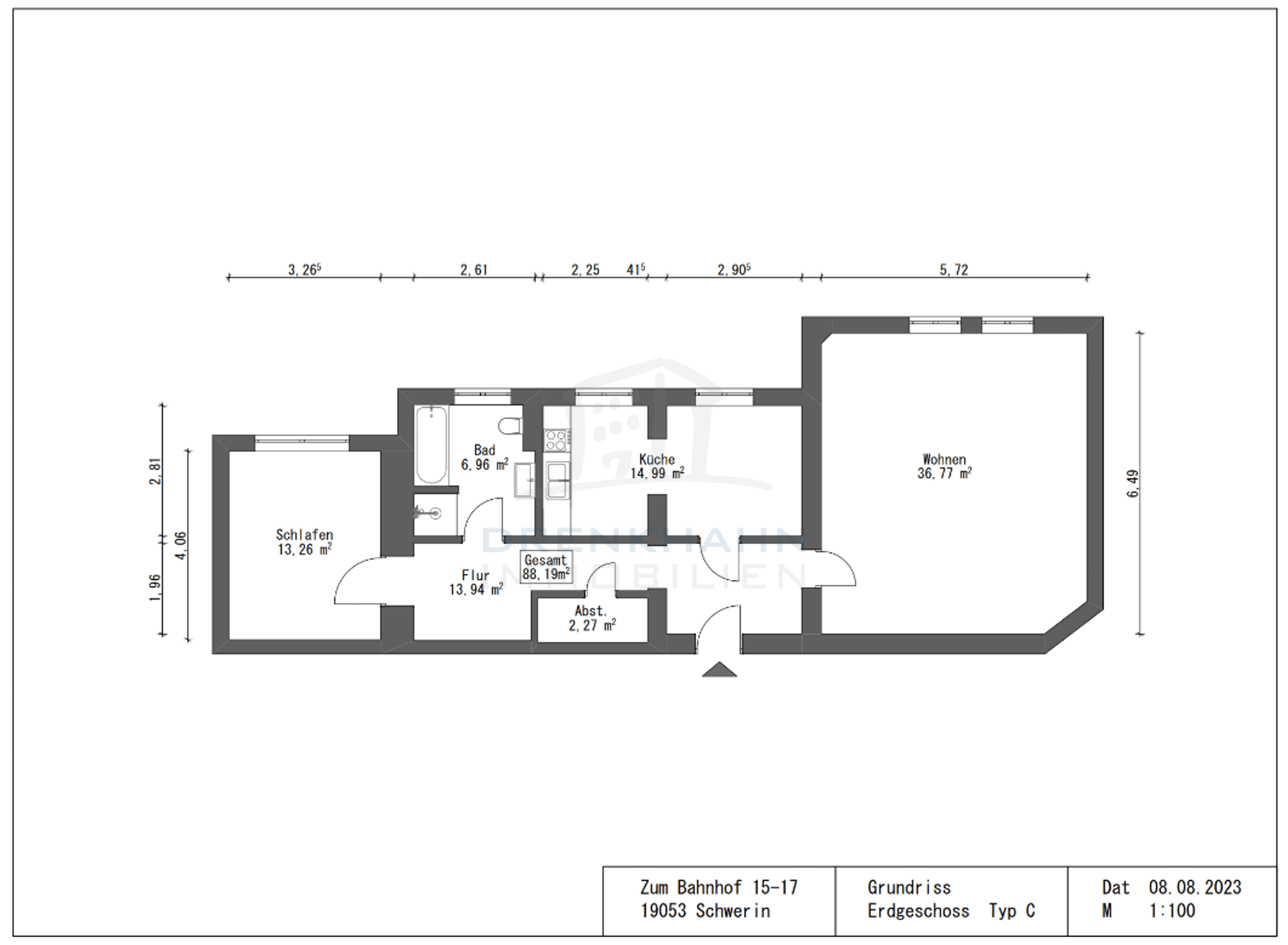 Wohnung zur Miete 951 € 2 Zimmer 73,2 m²<br/>Wohnfläche ab sofort<br/>Verfügbarkeit Zum Bahnhof 15a Paulsstadt Schwerin 19053