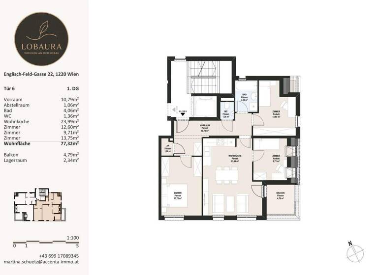 Wohnung zum Kauf - Erstbezug 475.000 € 4 Zimmer 77,3 m² 2. Geschoss Englisch-Feld-Gasse Wien 1220