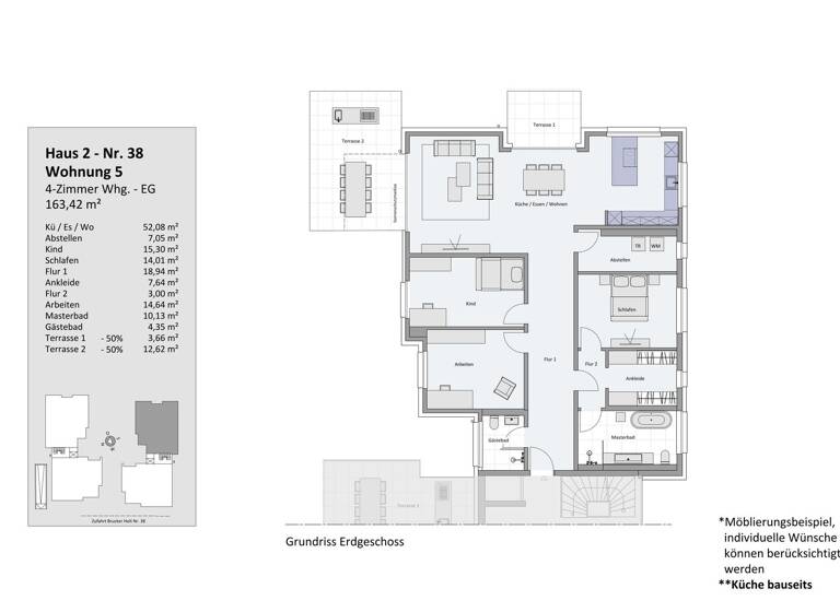 Wohnung zur Miete - Erstbezug 3.105 € 4 Zimmer 163,4 m² frei ab 01.06.2026 Bredeney Essen / Bredeney 45133
