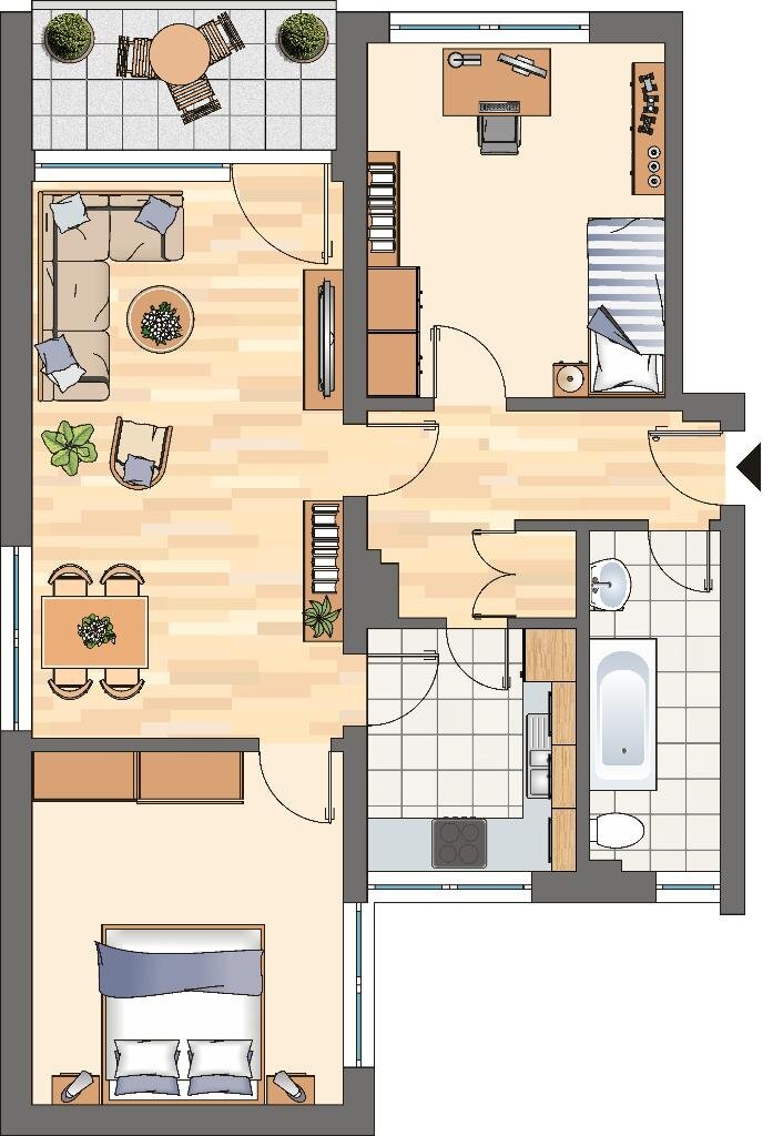 Wohnung zur Miete 449 € 3,5 Zimmer 70,2 m²<br/>Wohnfläche 2.<br/>Geschoss 07.03.2025<br/>Verfügbarkeit Eichenstraße 5 Unna - Mitte Unna 59423