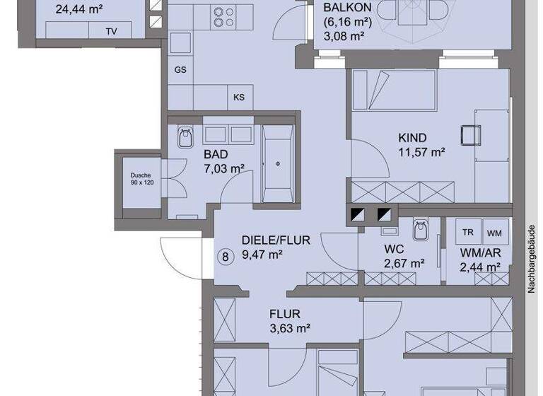 Wohnung zur Miete 820 € 4 Zimmer 91,2 m² 4. Geschoss frei ab 01.05.2026 Franz-Mehring-Straße 55 Pölbitz Zwickau / Pölbitz 08058