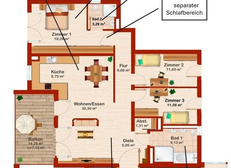 Wohnung zum Kauf provisionsfrei 741.910 € 3 Zimmer 118 m²<br/>Wohnfläche 1.<br/>Geschoss Brannenburg Brannenburg 83098