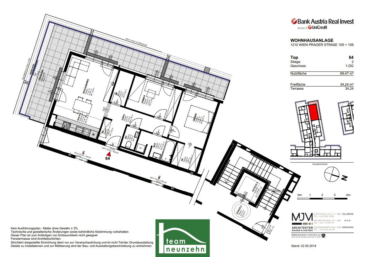 Wohnung zur Miete 981 € 3 Zimmer 69,5 m²<br/>Wohnfläche 5.<br/>Geschoss 01.02.2025<br/>Verfügbarkeit Prager Straße 105 + 109 Wien 1210