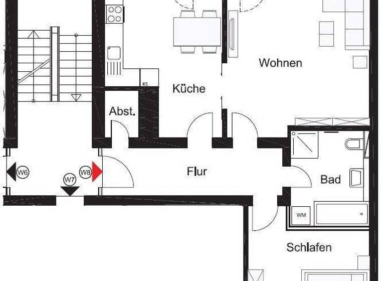 Wohnung zur Miete 533 € 2 Zimmer 76,1 m² Basedowstr. 4 Innenstadt Dessau-Roßlau 06844