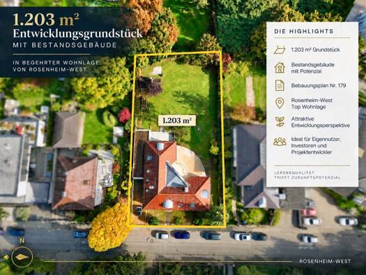 Grundstück zum Kauf 1.690.000 € 1.203 m² Grundstück frei ab sofort West Rosenheim 83022